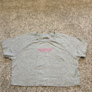 Playboy Heather Gray Tee with Pink Logo